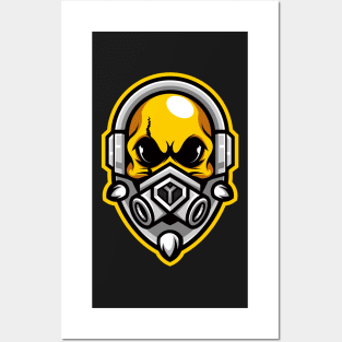 Skull gamer illustration character Posters and Art